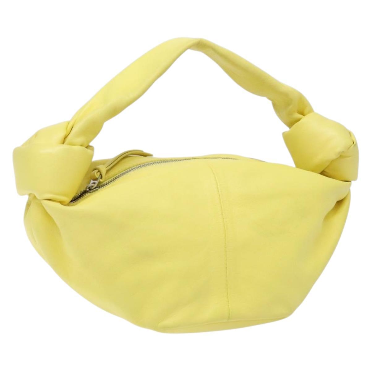 Bottega Veneta Hand Bag Leather Yellow Auth Ba4777